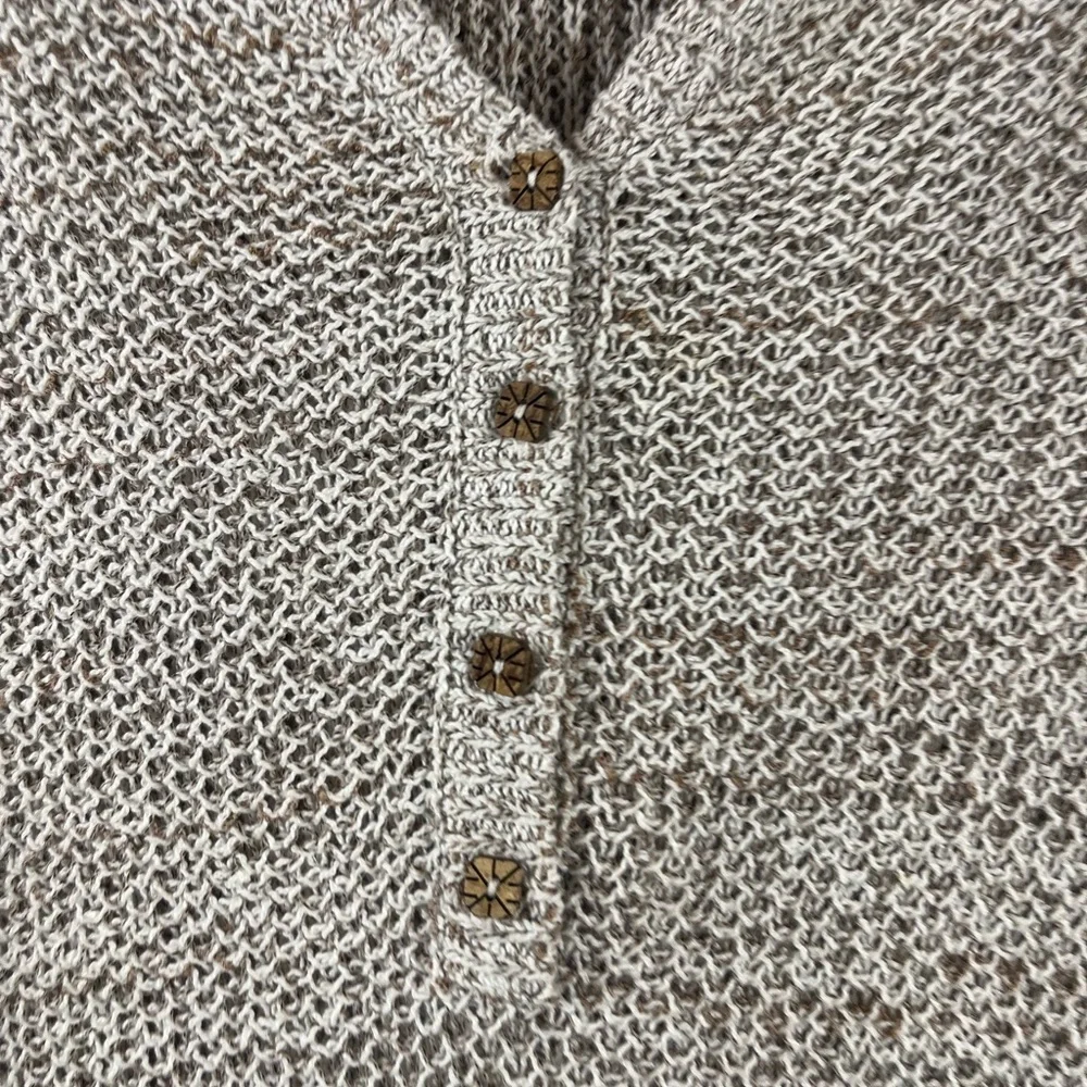 Free People Knit Sweater Cream Knit Bohemian Hooded Sweater Women’s Size large